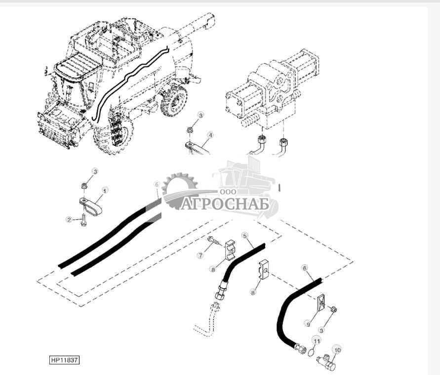 Leveling Cylinder Hoses (Sidehill) 9550SH (695701 